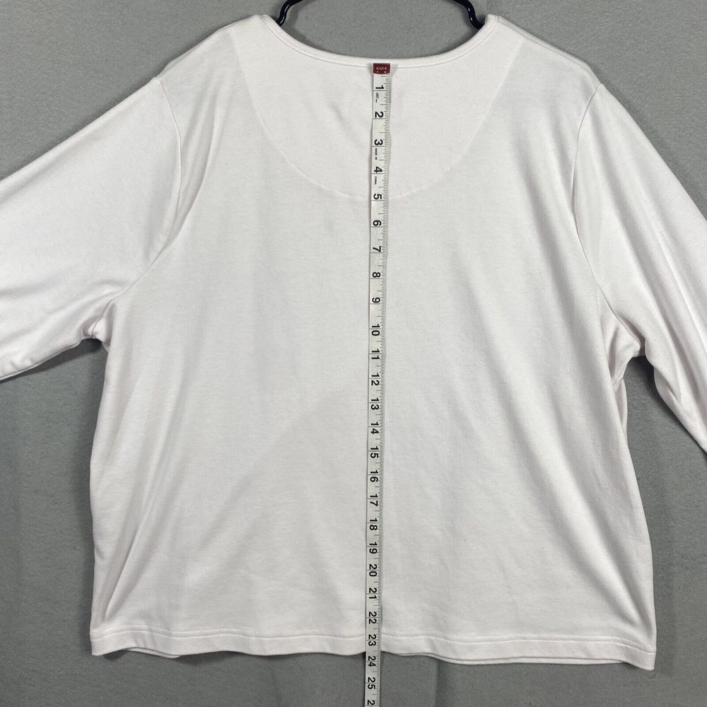 CJ Banks Womens Shirt Size 2X White Christmas Mittens Scarf Long Sleeve Top - Picture 7 of 9